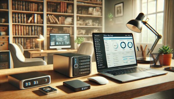 Backup-Lösung für das Heimnetzwerk – Moderne Datensicherung Moderne Backup-Lösung im Heimnetzwerk mit NAS und Laptop